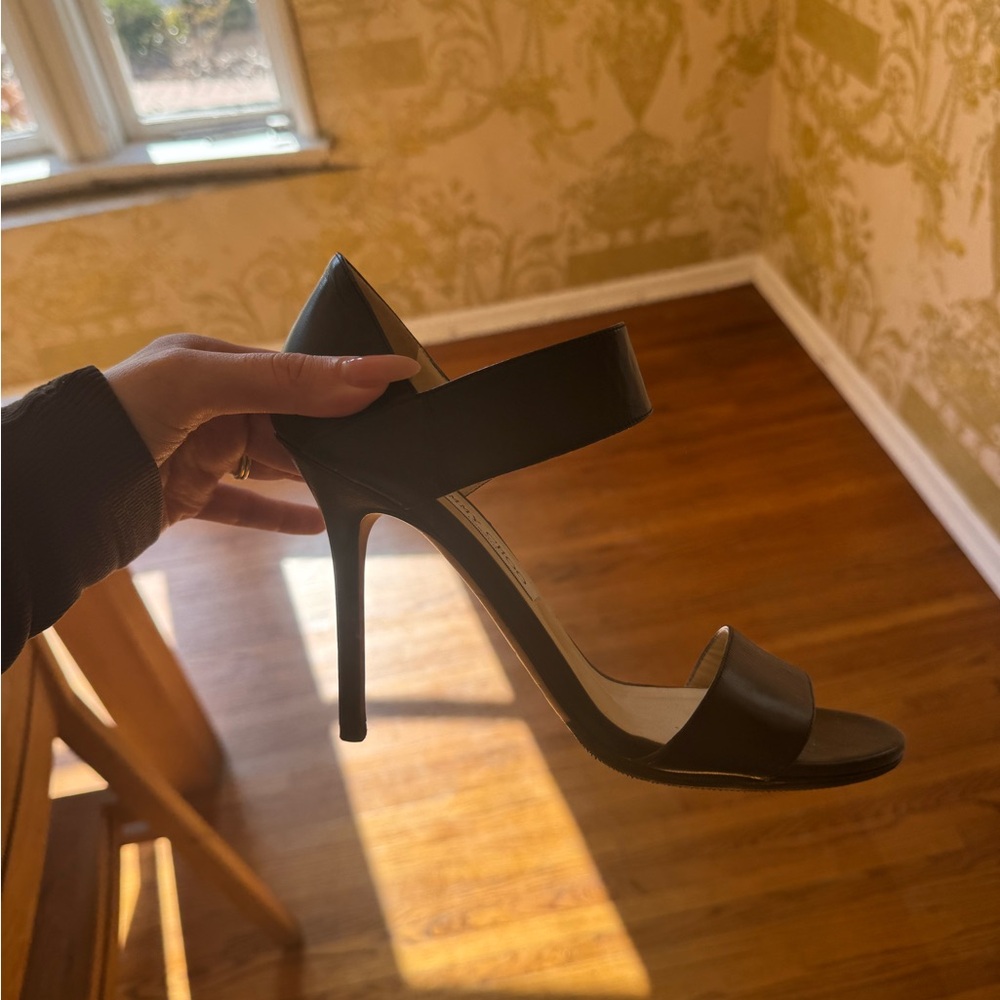 Jimmy Choo Black Heels with High Heel and Open Toe Design